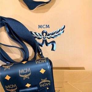 MCM Navy and Gold Crossbody Bag